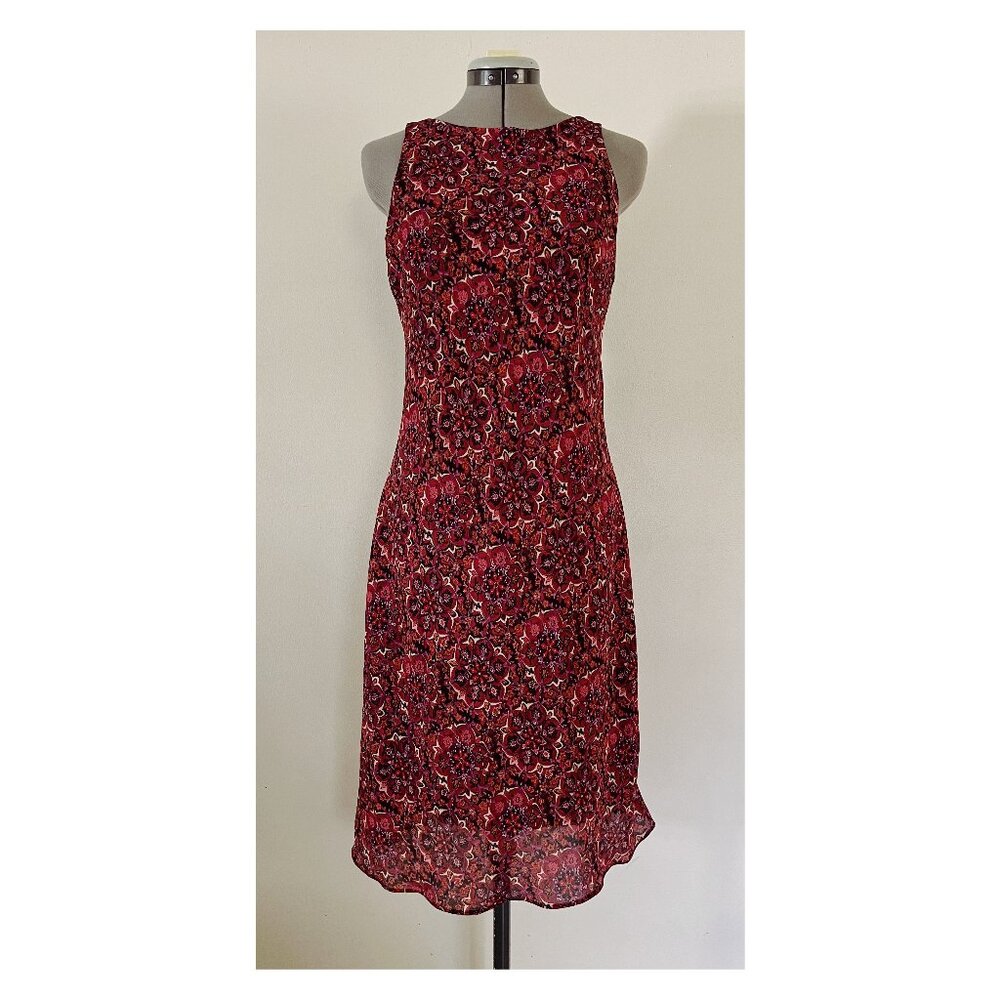 VTG Alyn Paige Sz 7/Small Medallion Print Open Back Midi Dress 90s